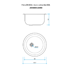 PILETA COCINA 304 ON 30 A (30X14) JOHNSON en internet