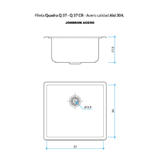 Imagen de PILETA COCINA 304 QUADRA Q 37 CR (37X34X17.5) JOHNSON