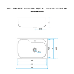 Imagen de PILETA COCINA 304 LUXOR SI71 A COMPACT (71X48X21) JOHNSON