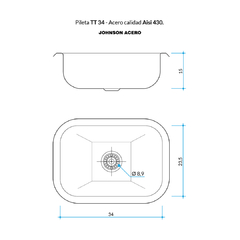 PILETA COCINA 430 TT 34 (34X23.5X15) JOHNSON en internet