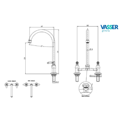 JUEGO PARA MESADA VEGA LEVER PICO MOVIL ALTO 20/2301L VASSER - comprar online