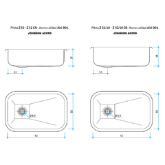 PILETA COCINA 304 Z 52/18 (52X32X18) JOHNSON en internet