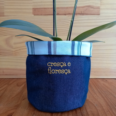 Cachepot Dupla Face "Floresça" Denim