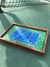 Wooden tray, tennis court design in recycled plastic GREEN and BLUE, and black matte finish - 30 x 20 x 4 cm - buy online