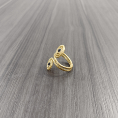 Anel Caracóis Capim Dourado 4mm com Strass Preto. Código A26. - comprar online