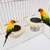 Imagem do Pássaro alimentando copos com braçadeira papagaio gaiola pendurado tigela de aço inoxidável coop prato