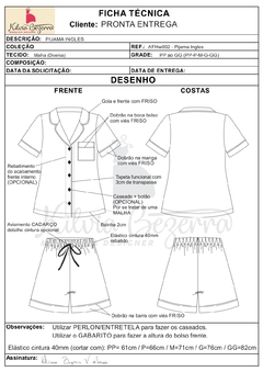 Modelagem ADULTO FEMININO - Pijama Ingles (AFHw002)