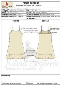 Modelagem ADULTO FEMININO - Camisola alças com babados (AFHw006)