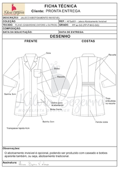 Imagem do Modelagem ADULTO FEMININO - Jaleco Abotoamento Invisível (AFSa001)