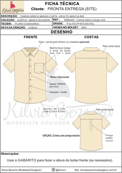 Modelagem ADULTO MASCULINO - Camisa básica manga curta (AMBa002) - comprar online