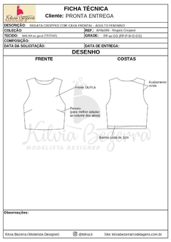 Imagem do Modelagem ADULTO FEMININO - Regata Cropped (AFBa006)