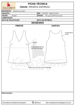 Modelagem ADULTO FEMININO - Regata Classic (AFFa002) - Kilvia Bezerra Moldelagem