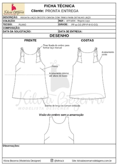 Modelagem ADULTO FEMININO - Regata Laço (AFFa004) - Kilvia Bezerra Moldelagem