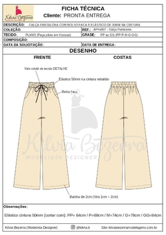 Modelagem ADULTO FEMININO - Calça Pantalona (AFFa007)