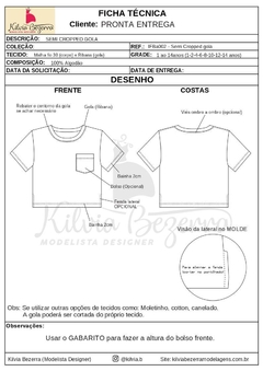 Modelagem INFANTIL FEMININO - Semi Cropped Gola (IFBa002) - Kilvia Bezerra Moldelagem