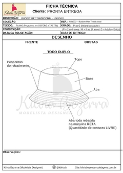 Modelagem INFANTIL e ADULTO UNISSEX - Bucket Hat Tradicional (UFa002) na internet