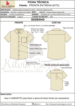 Modelagem INFANTIL MASCULINO - Camisa básica manga curta (IMBa003) na internet