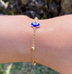 Pulseira Olho Grego com Bolinhas Folheado em Ouro 18k - comprar online