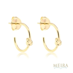 Brinco de Argola Pequena com Design de Nó Folheado em ouro 18k