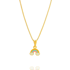 Colar Infantil Arco Iris Esmaltado Folheado em Ouro