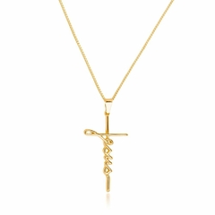 Pingente com Escrita Jesus em Letra Cursiva Banhado em Ouro 18k - comprar online