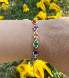 Pulseira com Acrílicos Coloridos Folheado em Ouro 18k - comprar online