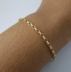 Pulseira Elos Estilo Veneziana Longa Banhado em Ouro 18k