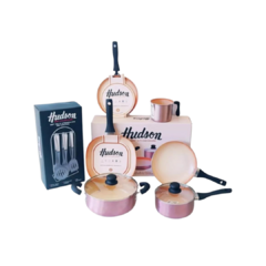 Bateria Set Ollas Hudson Ceramica Antiadherente Cobre 14 Pz