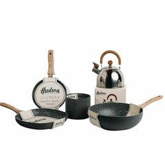 Set Hudson Granito Bifera Panquequera Wok Jarro Pava 5pz