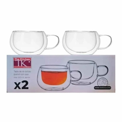 Taza De Té Doble Vidrio Con Asa 220Ml Caja X2