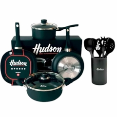 Set Ollas Hudson Teflon Negro Bifera Utensilios Base