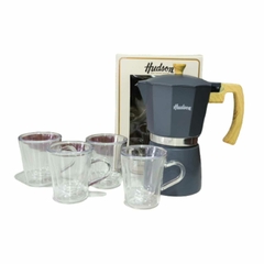 Kit Juego Cafe Italiana Tazas Doble Acrilico Mocchiato 5pz