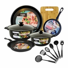 Set Juego Ollas Cocina Fary Home Pizzera Tabla