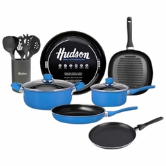 Juego Ollas Hudson Teflon Panque Bifera Pizzera Utens