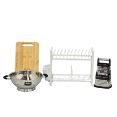 Set Cocina Hudson 4pz Secaplatos Rallador Tabla Colador