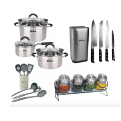 Set Bateria Cocina Acero Inox Hudson Cuchillo Utensilio 6pz