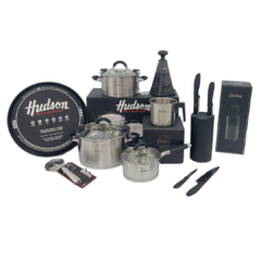 Set Bateria Cocina Olla Acero Inox Hudson 8pz Cuchillos