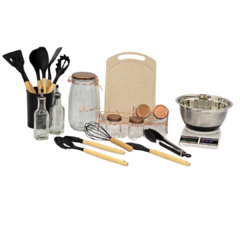 Kit Set De Cocina 8pz Balanza Especiero Vinagrera Aceitera