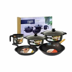 Set De Ollas Completo Fary Home Con Wok Antiadherente 5pz