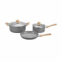 Batería de Cocina Hudson Granito gris antiadherente 5pz