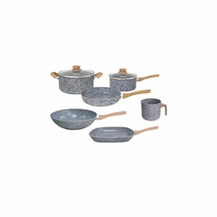 Set Batería Completo Wok Bifera Jarro Granito Stone Hudson 6pz