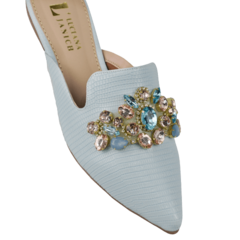 Mule Azul Aqua Pedraria Frontal Lj Luciana Janich - comprar online