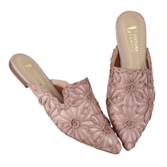 Mule Rose Bordado Frontal Lj Luciana Janich