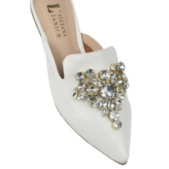 Mule Gliter Branco Pedraria Cristal Frontal Lj Luciana Janich - comprar online