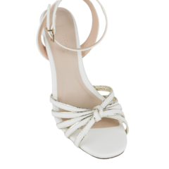 Sandália Couro Veneto Branco/Ouro Fecho Lateral Salto 6cm Lj Luciana Janich - comprar online