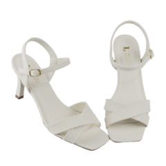 Sandália Off White Salto Fino 8cm Lj Luciana Janich