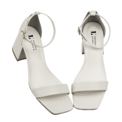 Sandália Off White Salto Bloco 7cm Lj Luciana Janich