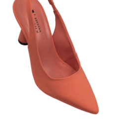 Scarpin Textil Laranja Salto Cone 9cm Lj Luciana Janich - comprar online