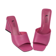 Tamanco Rosa Shock Salto Triangulo 8cm lj Luciana Janich