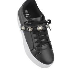 Tênis Preto c/ Velcro em Pedraria Grafite Lj Luciana Janich - comprar online